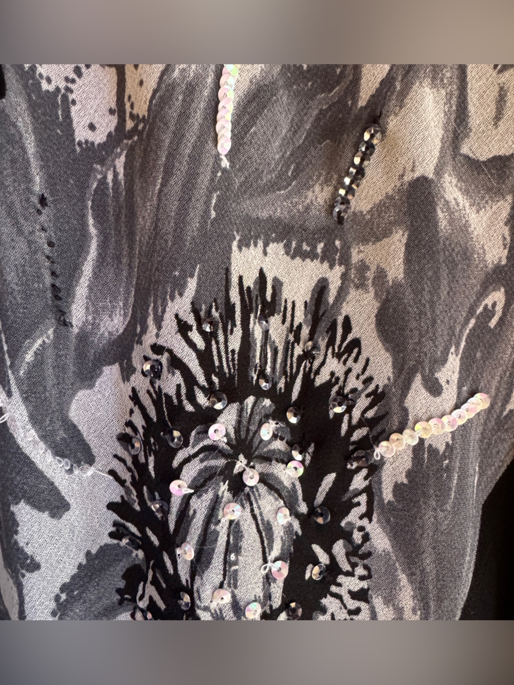 Y2K Vintage Beaded Floral Slip Dress Goth Glam Romantic Midi - Picture 5 of 10